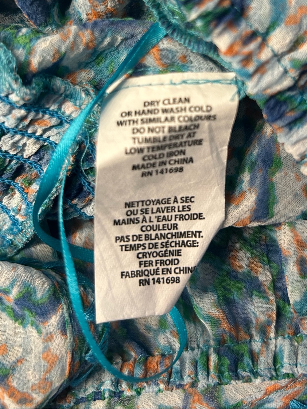 *NWT* Ramy Brook Women’s Turquoise Printed Meena Bandeau Cropped Top, Size Large - Picture 12 of 13